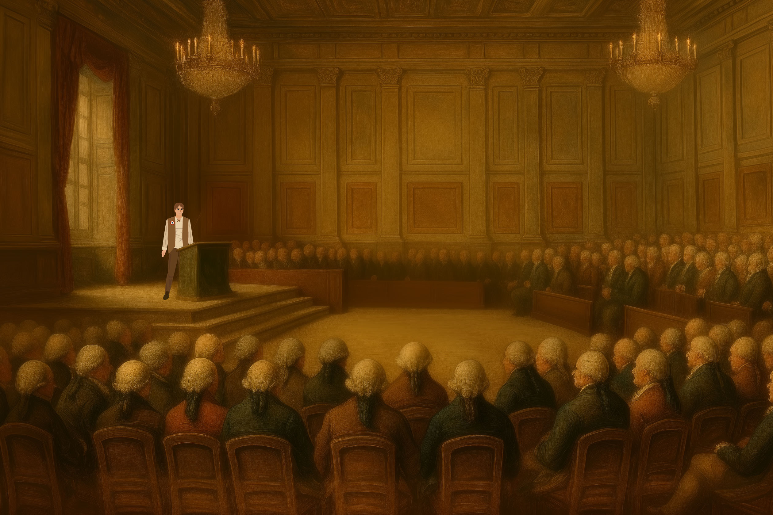 Ein von Kerzen beleuchteter Schreibtisch